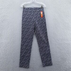 Krazy Larry Womens Classic Pull‎ On Ankle Pants 2 Blue White Stretch NEW